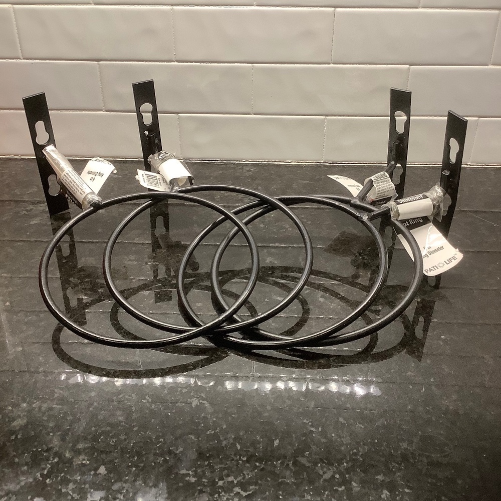 6-inch Black Steel Flower Pot Ring Bundle of 4
